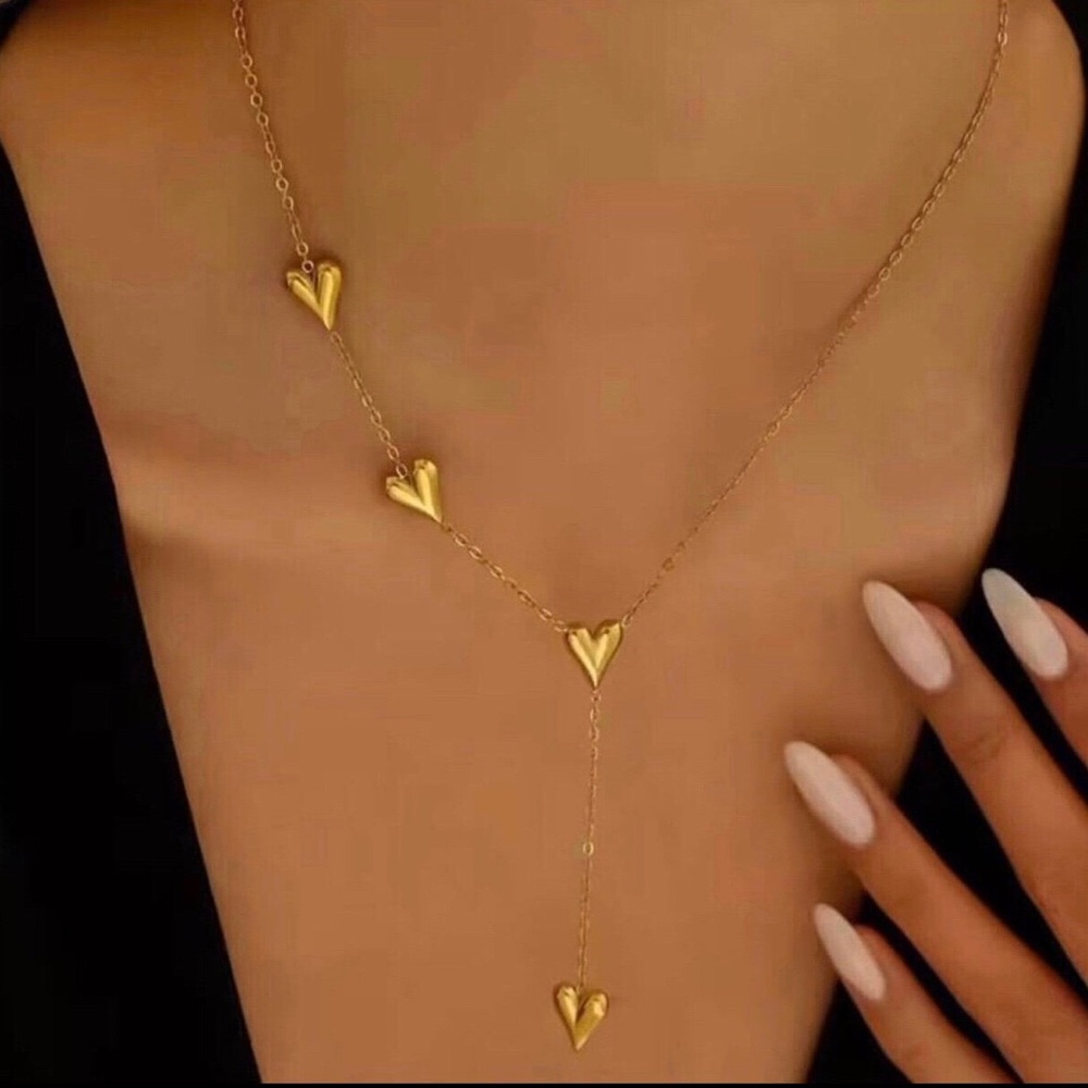 Gold Heart Lariat Necklace